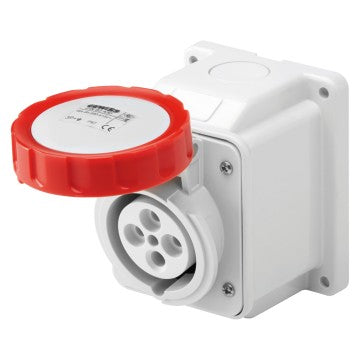 Gewiss GW62430 - PRESA FISSA DA PARETE A 10 - IP67 - 3P+T 16A 380-415V 50/60HZ - ROSSO - 6H - CABLAGGIO A VITE