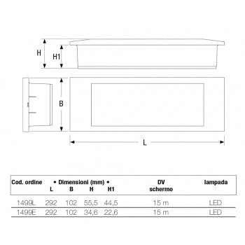 1499L - Lampada d'emergenza Stile in Led Beghelli 11W‚ 8 ore di autonomia‚ 130 Lumen‚ IP40‚ da parete o incasso.