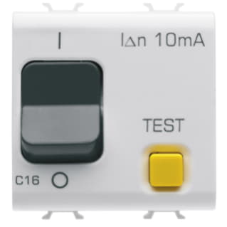 GW10488 - INTERRUTTORE AUTOMATICO MAGNETOTERMICO DIFFERENZIALE - CURVA C - CLASSE A - 1P+N 16A 230Vac 10mA - 2 MODULI - BIANCO - CHORUS 