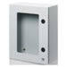 GW46233 - QUADRO METALLO PORTA MUNITA DI OBL IN VETRO TEMPERATO E SERRATURA 405X500X200 - IP55 - GRIGIO RAL 7035 