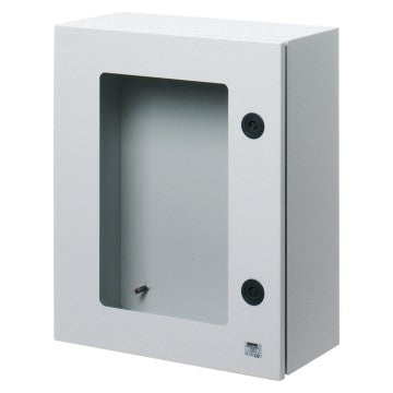 GW46235 - QUADRO METALLO PORTA MUNITA DI OBL IN VETRO TEMPERATO E SERRATURA 515X650X250 - IP55 - GRIGIO RAL 7035 