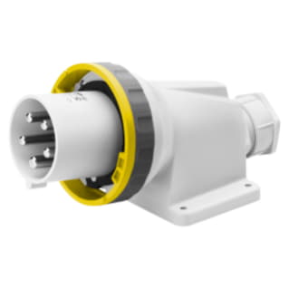 GW60456 - SPINA FISSA DA PARETE A 90 - IP67 - 3P+T 125A 100-130V 50/60HZ - GIALLO - 4H - CABLAGGIO A MANTELLO 