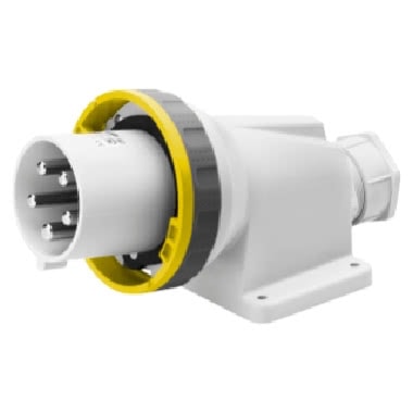 GW60457 - SPINA FISSA DA PARETE A 90 - IP67 - 3P+N+T 125A 100-130V 50/60HZ - GIALLO - 4H - CABLAGGIO A MANTELLO 