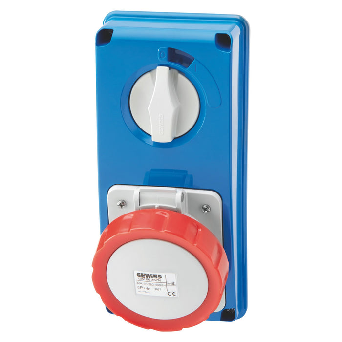 Gewiss GW66309N - PRESA FISSA INTERBLOCCATA VERTICALE - SENZA FONDO - SENZA BASE PORTAFUSIBILI - 3P+N+T 16A 346-415V - 50/60HZ 6H - IP67