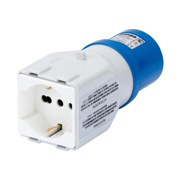 Gewiss GW64212 - ADATTATORE DA INDUSTRIALE A CIVILE IP44 - SPINA 2P+T 16A 230V ac 50/60HZ - 1 PRESA 2P+T 10/16A BIVALENTE (P30/P17)