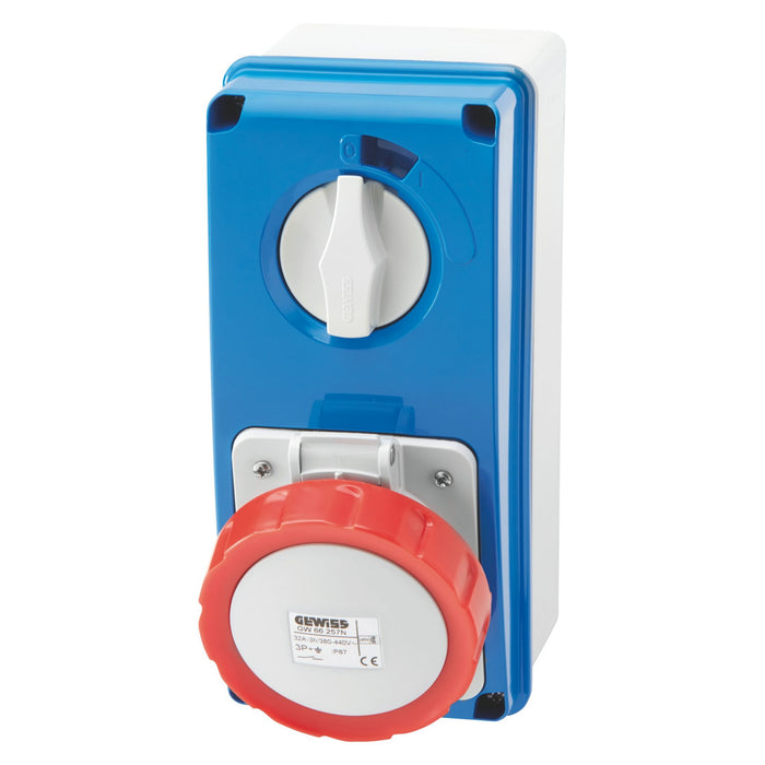 Gewiss GW66209N - PRESA FISSA INTERBLOCCATA VERTICALE - CON FONDO - SENZA BASE PORTAFUSIBILI - 3P+N+T 16A 346-415V - 50/60HZ 6H - IP67